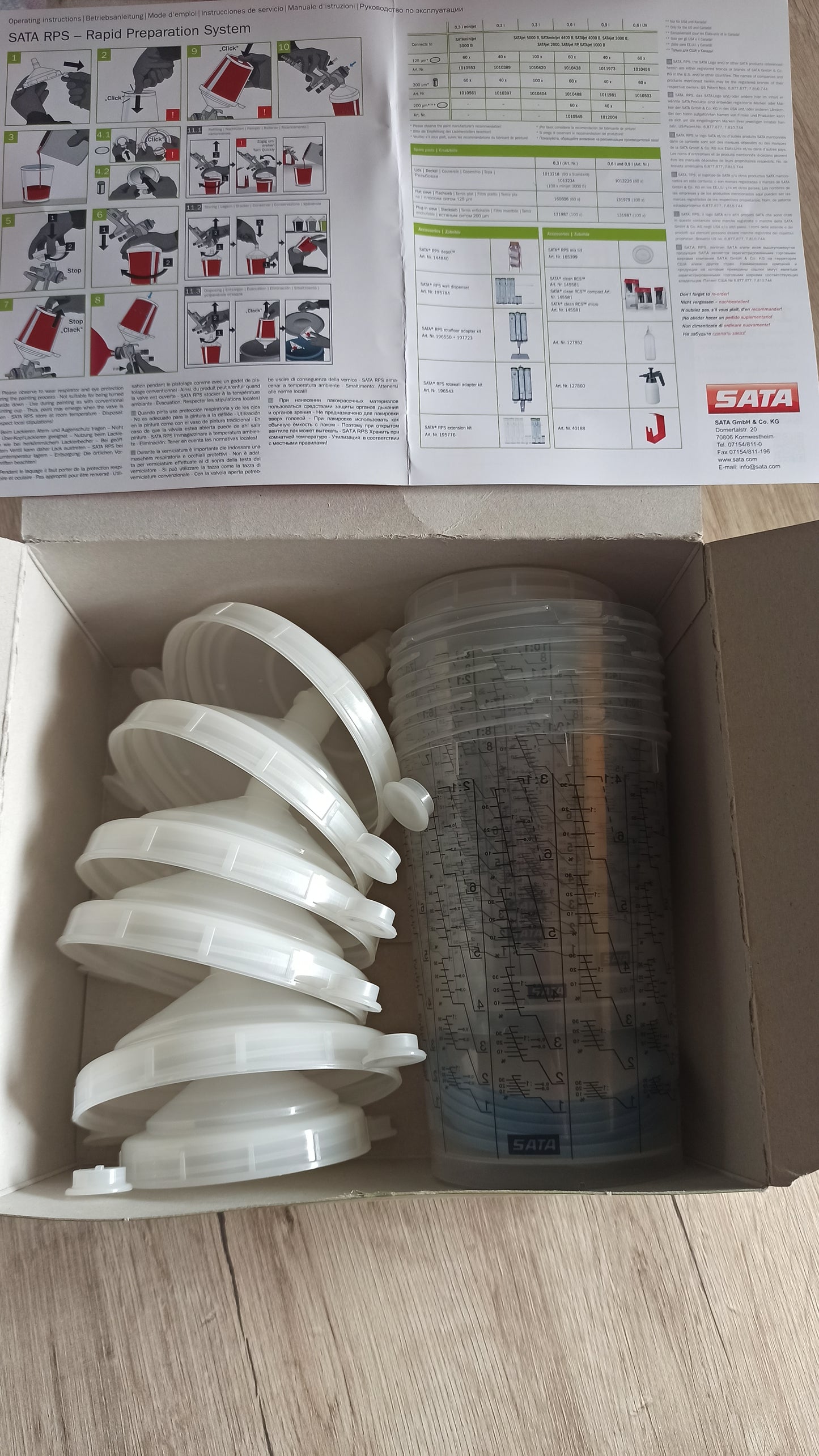 LOTE 1095 TOTAL 6 VASOS PINTURA SATA RPS CON 10 FILTROS